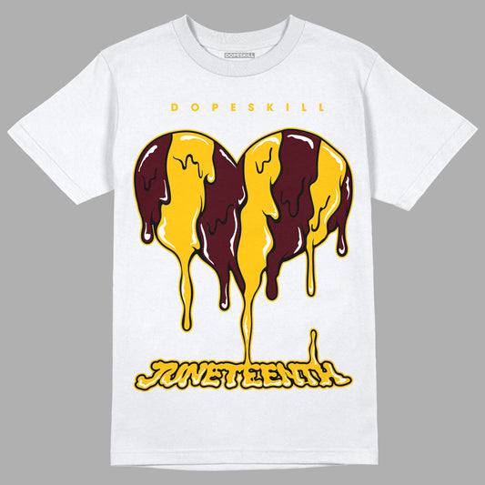 Dunk Yellow Bordeaux DopeSkill T-Shirt Juneteenth Heart Graphic Streetwear - White