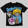 Jordan 14 Black and University Blue DopeSkill T-Shirt Pour Up Graphic Streetwear - Black