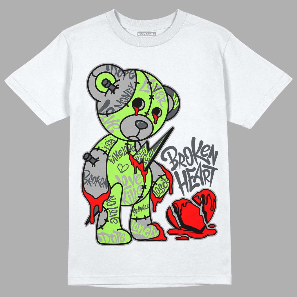 Jordan 5 Green Bean DopeSkill T-Shirt Broken Heart Graphic Streetwear - White 