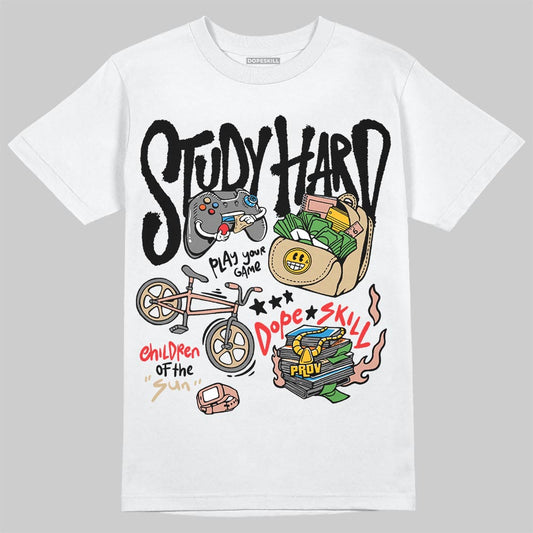 TAN  Sneakers DopeSkill T-Shirt Study Hard Graphic Streetwear - White