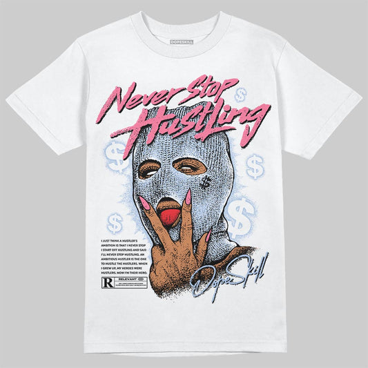 Jordan 3 GS “Cobalt Bliss” DopeSkill T-Shirt Never Stop Hustling Graphic Streetwear - White