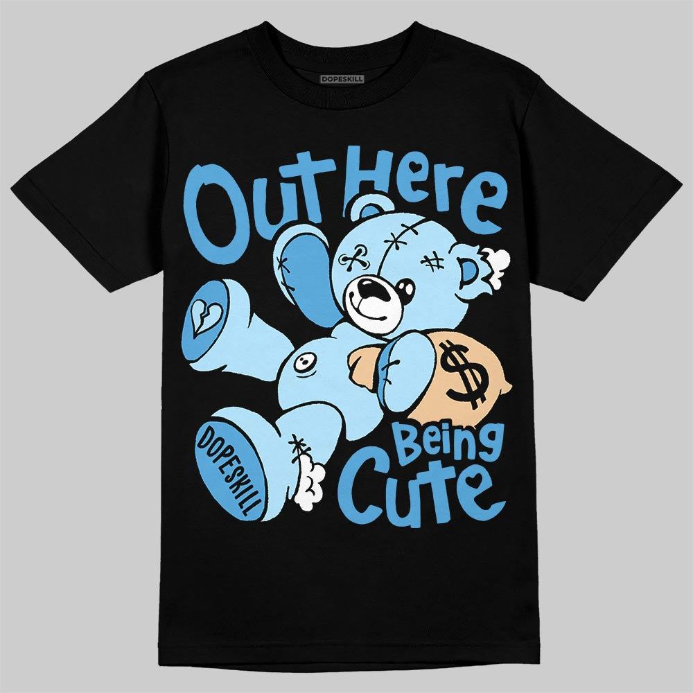 Jordan 11 University Blue DopeSkill T-Shirt Out Here Being Cute Graphic Streetwear - Black