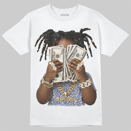 Jordan Spizike Low “Storm Blue” DopeSkill T-Shirt Rich Youth Graphic Streetwear - White