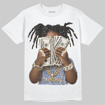 Jordan Spizike Low “Storm Blue” DopeSkill T-Shirt Rich Youth Graphic Streetwear - White