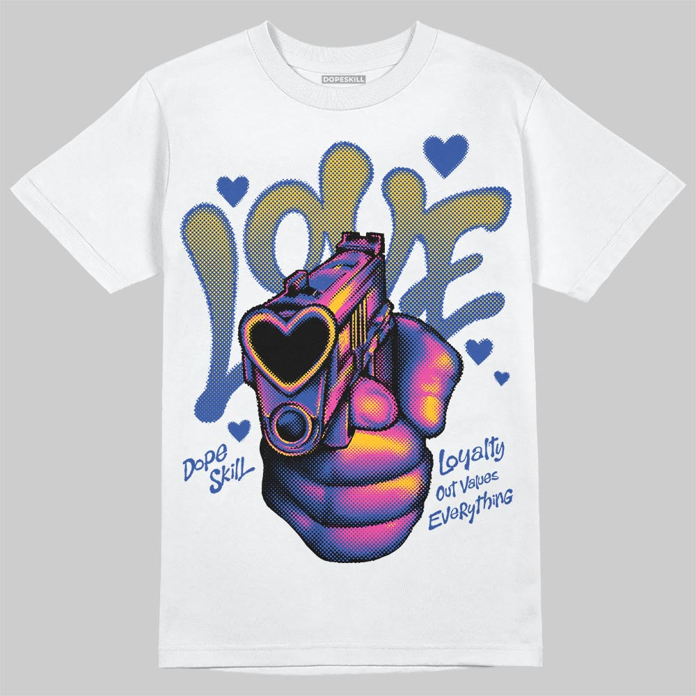 Royal Blue Sneakers DopeSkill T-Shirt Love Shot Graphic Streetwear - White
