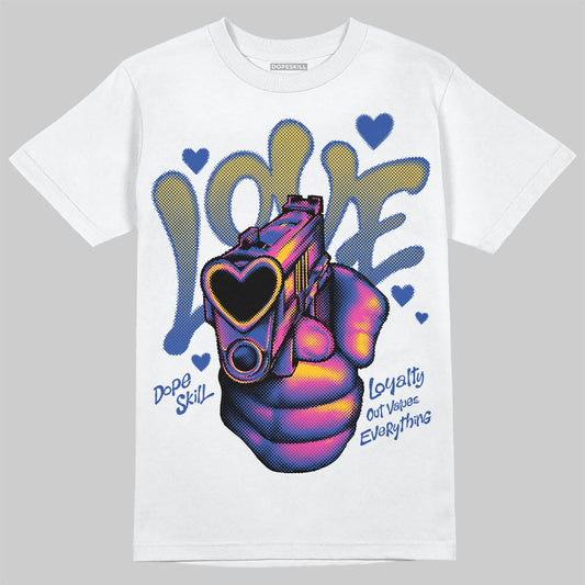 Royal Blue Sneakers DopeSkill T-Shirt Love Shot Graphic Streetwear - White