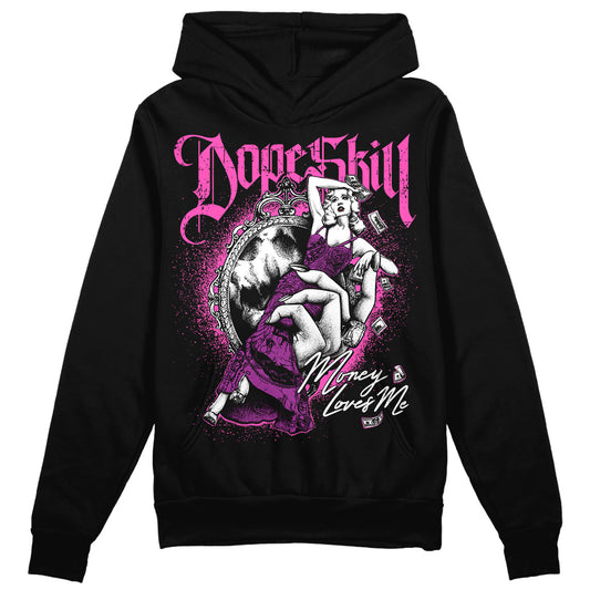 Jordan 4 GS “Hyper Violet” DopeSkill Hoodie Sweatshirt Money Loves Me Graphic Streetwear - Black