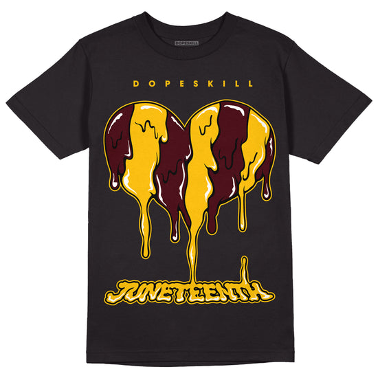 Dunk Yellow Bordeaux DopeSkill T-Shirt Juneteenth Heart Graphic Streetwear - Black