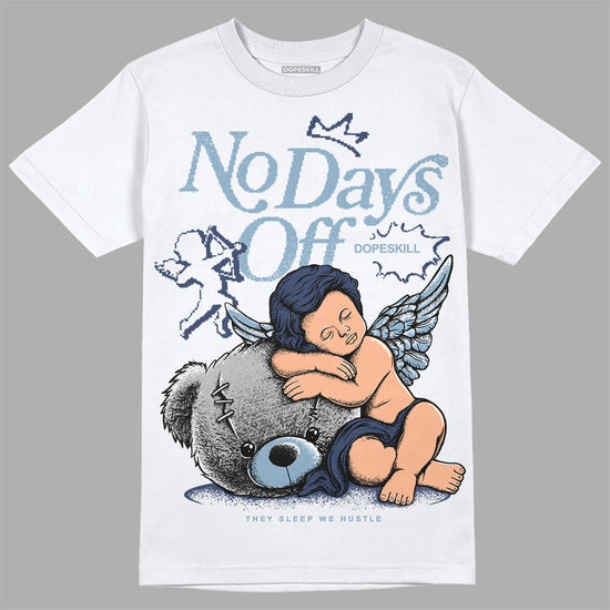 Jordan 1 Mid Diffused Blue DopeSkill T-Shirt New No Days Off Graphic Streetwear - White 