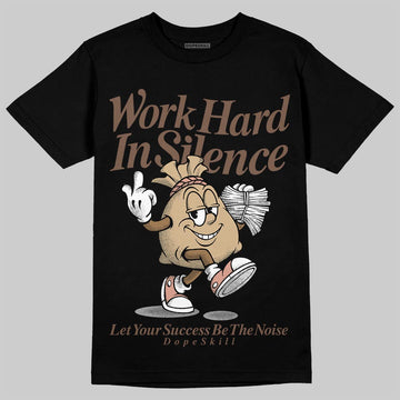 TAN Sneakers DopeSkill T-Shirt Work Hard In Silence Graphic Streetwear - Black