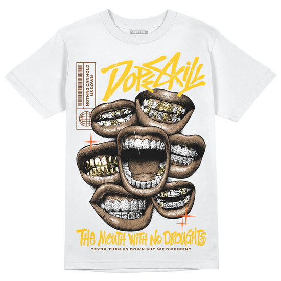 Yellow Sneakers DopeSkill T-Shirt The Mouth With No Droughts Graphic Streetwear - White 