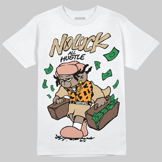 TAN Sneakers DopeSkill T-Shirt No Luck, All Hustle Graphic Streetwear - White
