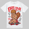 Jordan 4 Retro Red Cement DopeSkill T-Shirt New Fake Love Graphic Streetwear - White