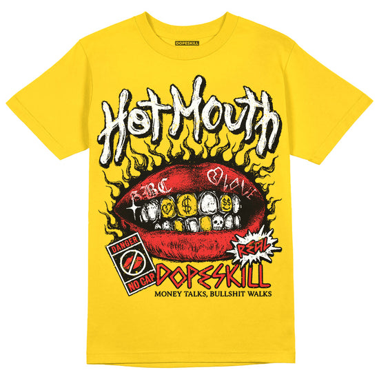 Yellow Sneakers DopeSkill Gold T-Shirt Hot Mouth Graphic Streetwear 