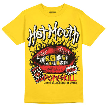 Yellow Sneakers DopeSkill Gold T-Shirt Hot Mouth Graphic Streetwear 