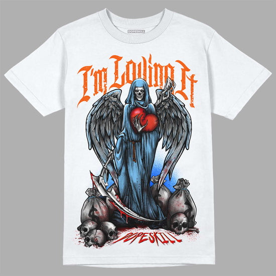 Dunk Low Futura University Blue DopeSkill T-Shirt New I'm Loving It Graphic Streetwear - White