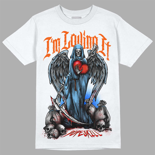 Dunk Low Futura University Blue DopeSkill T-Shirt New I'm Loving It Graphic Streetwear - White