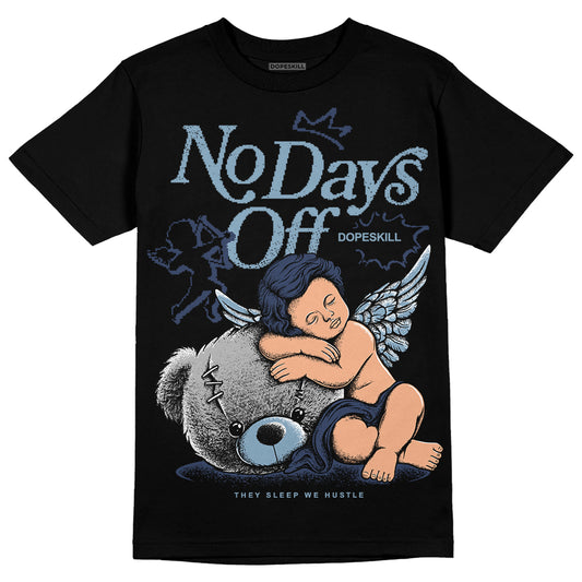 Jordan 1 Mid Diffused Blue DopeSkill T-Shirt New No Days Off Graphic Streetwear - Black