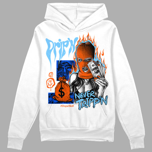 Dunk Low Futura University Blue DopeSkill Hoodie Sweatshirt Drip'n Never Tripp'n Graphic Streetwear - White