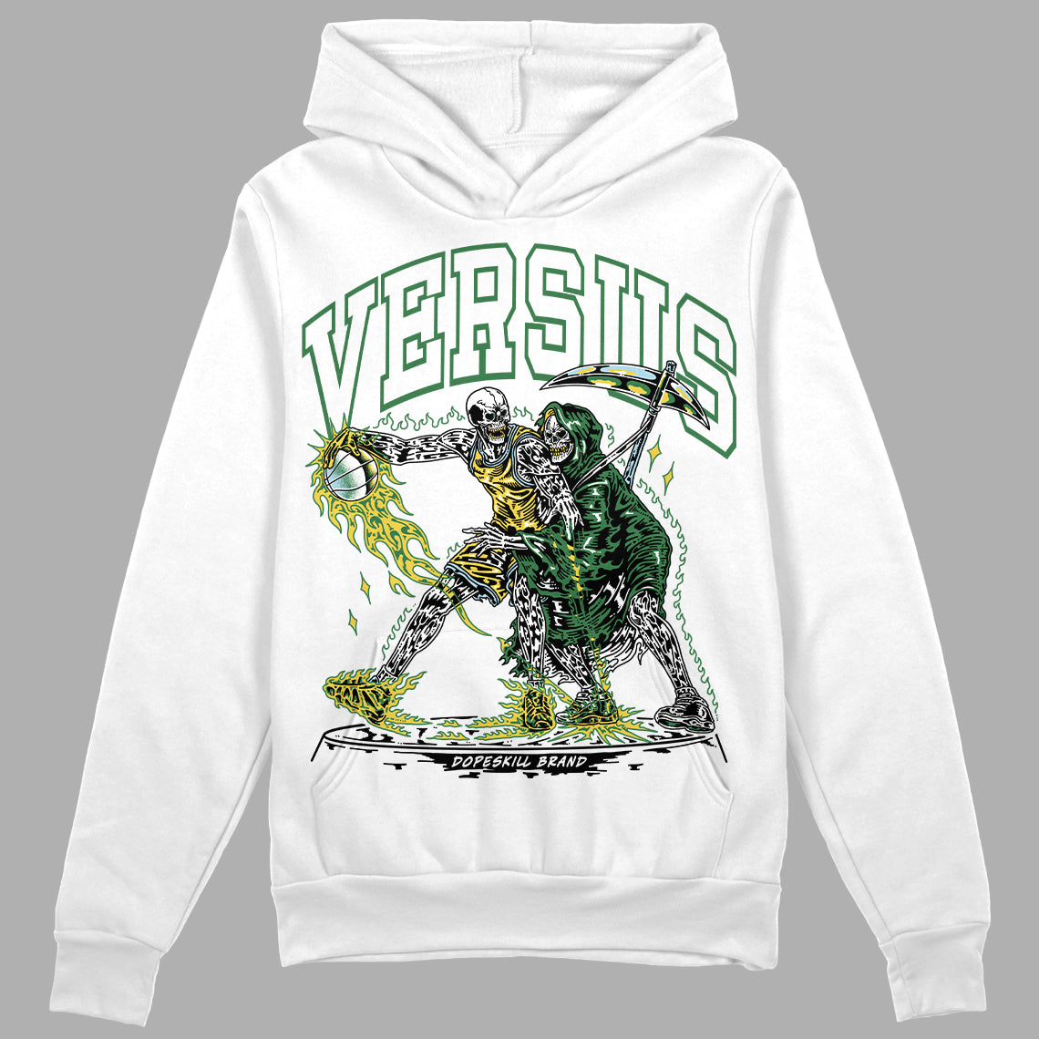 Jordan 5 “Lucky Green” DopeSkill Hoodie Sweatshirt VERSUS Graphic Streetwear - White