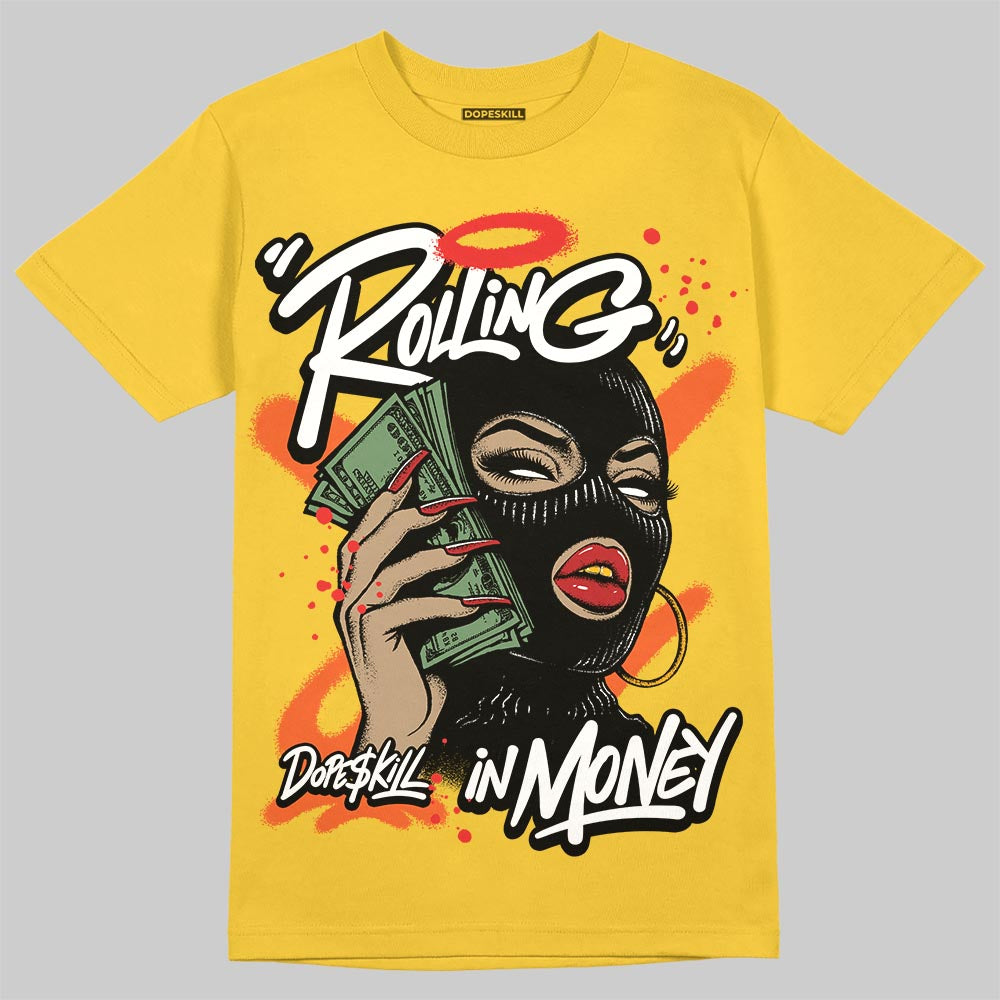 Yellow Sneakers DopeSkill T-Shirt Rolling in Money Graphic Streetwear - Gold