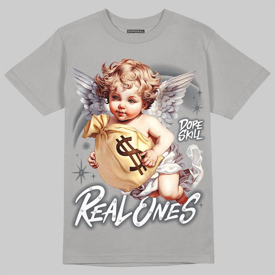 Jordan 5 Wolf Grey DopeSkill T-Shirt Real Ones Angel Graphic Streetwear - Gravel