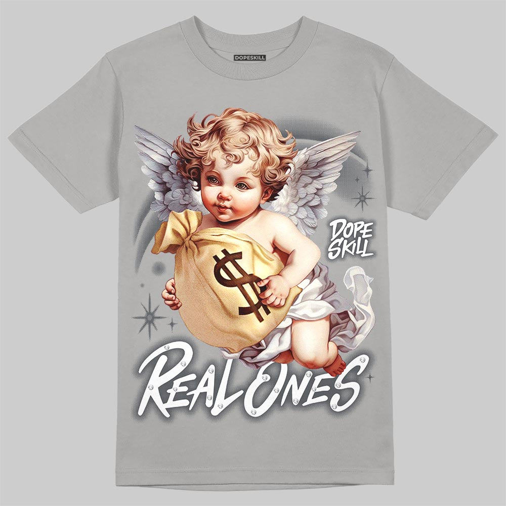 Jordan 5 Wolf Grey DopeSkill T-Shirt Real Ones Angel Graphic Streetwear - Gravel
