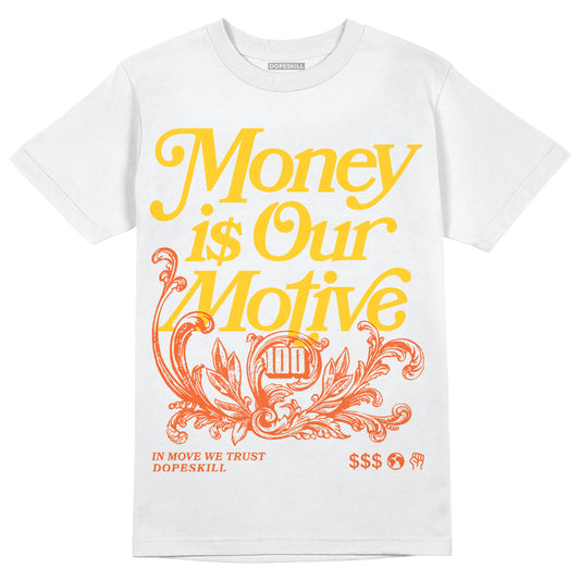 Yellow Sneakers DopeSkill T-Shirt Money Is Our Motive Typo Graphic Streetwear - White