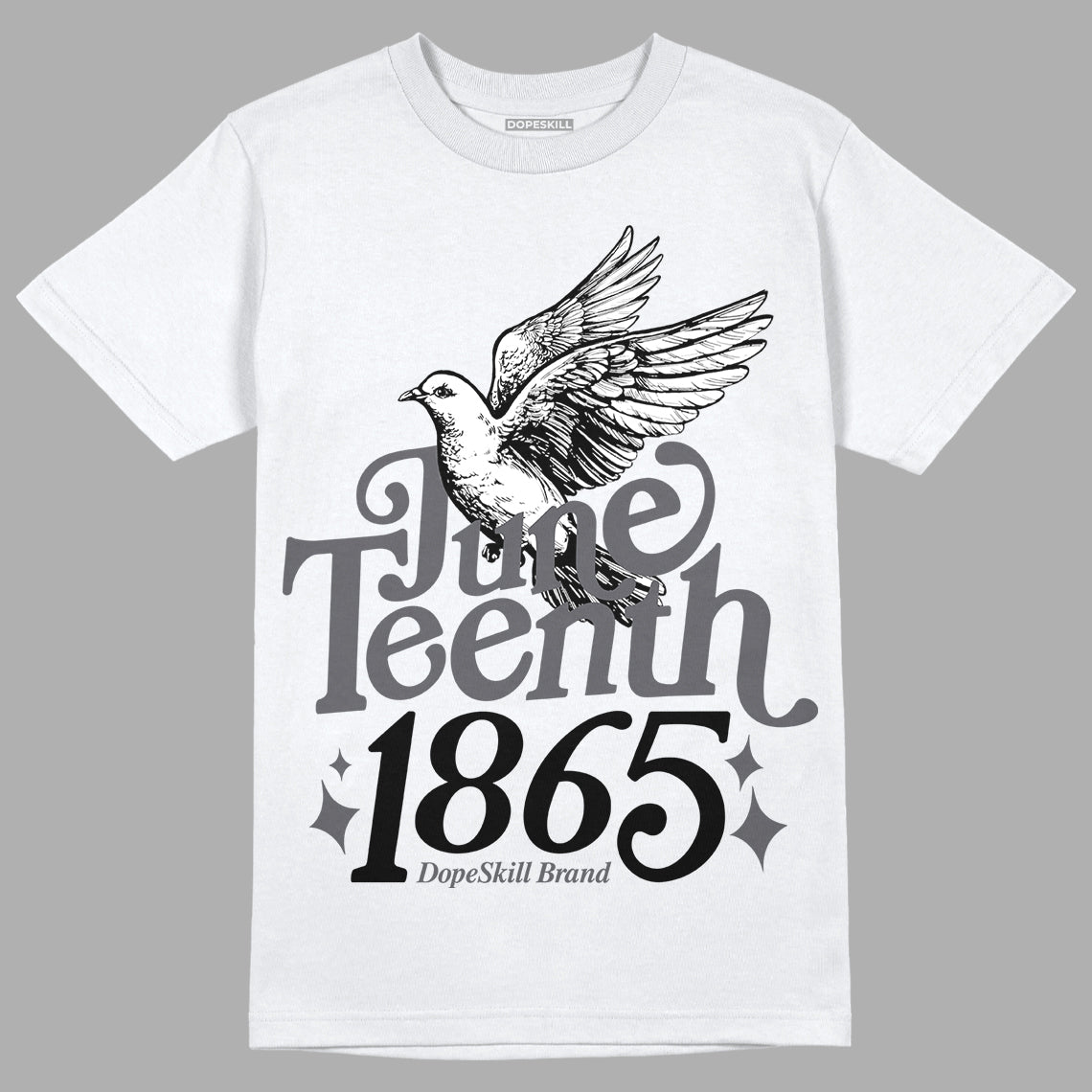 Jordan 1 Retro Low OG Black Cement DopeSkill T-Shirt Juneteenth 1865 Graphic Streetwear - White