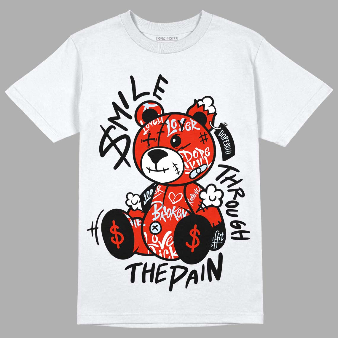 Jordan 6 Retro Toro Bravo DopeSkill T-Shirt Smile Through The Pain Graphic Streetwear  - White 