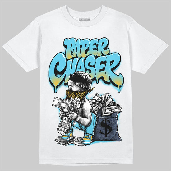 Jordan 11 Retro Gamma Blue (2025) DopeSkill T-Shirt Paper Chaser Boy Graphic Streetwear - White