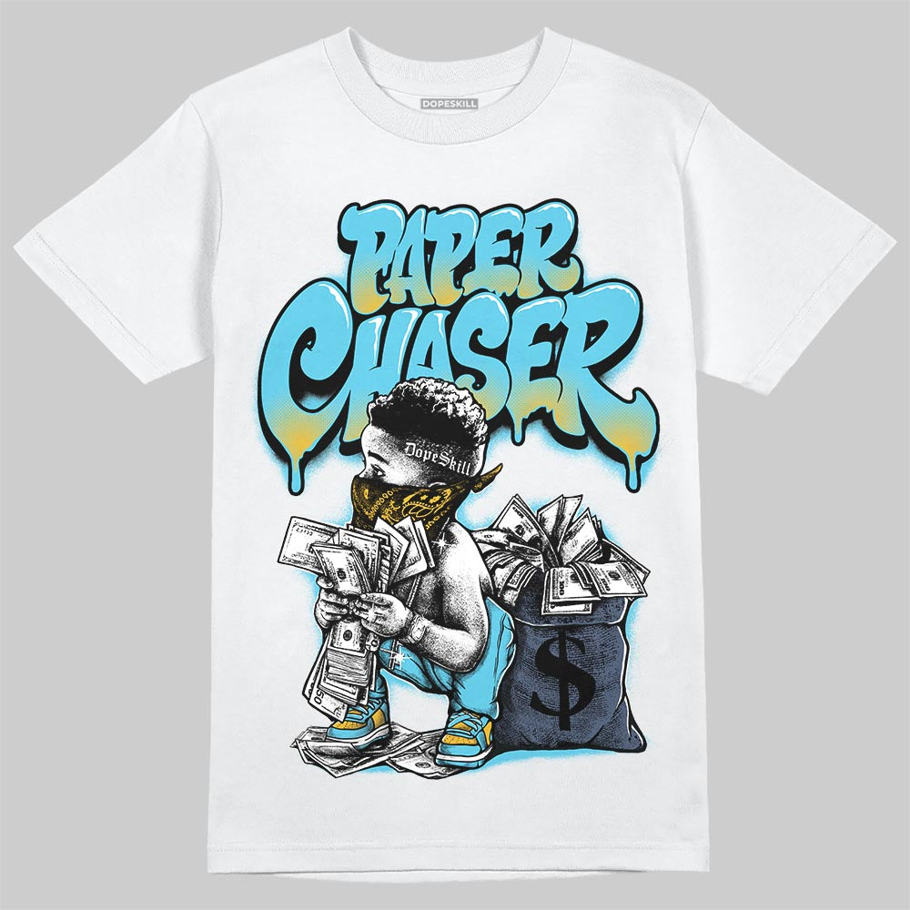Jordan 11 Retro Gamma Blue (2025) DopeSkill T-Shirt Paper Chaser Boy Graphic Streetwear - White