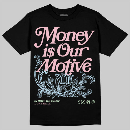 Jordan 4 Retro Valentine's Day (2026) (GS) DopeSkill T-Shirt Money Is Our Motive Typo Graphic Streetwear - Black