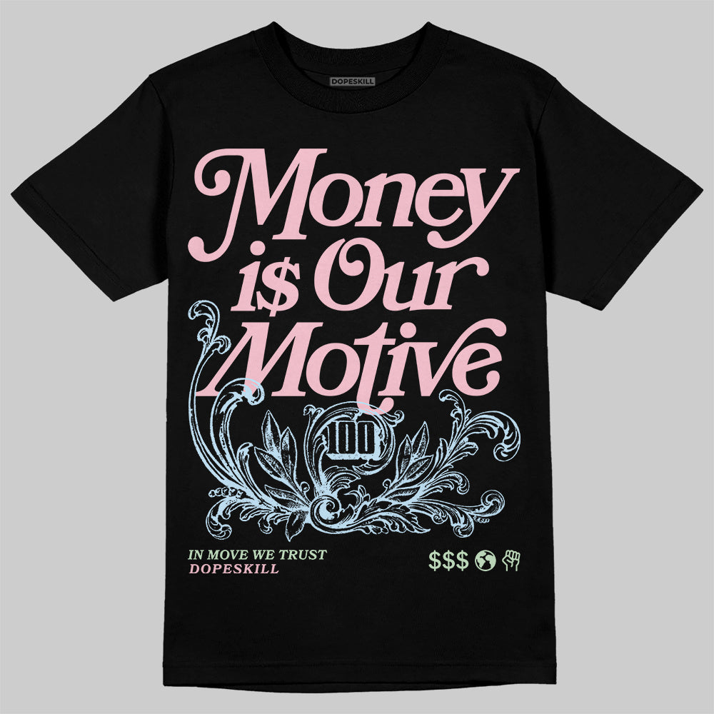 Jordan 4 Retro Valentine's Day (2026) (GS) DopeSkill T-Shirt Money Is Our Motive Typo Graphic Streetwear - Black