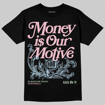 Jordan 4 Retro Valentine's Day (2026) (GS) DopeSkill T-Shirt Money Is Our Motive Typo Graphic Streetwear - Black
