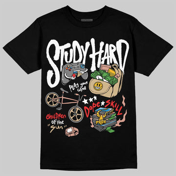 TAN  Sneakers DopeSkill T-Shirt Study Hard Graphic Streetwear - black