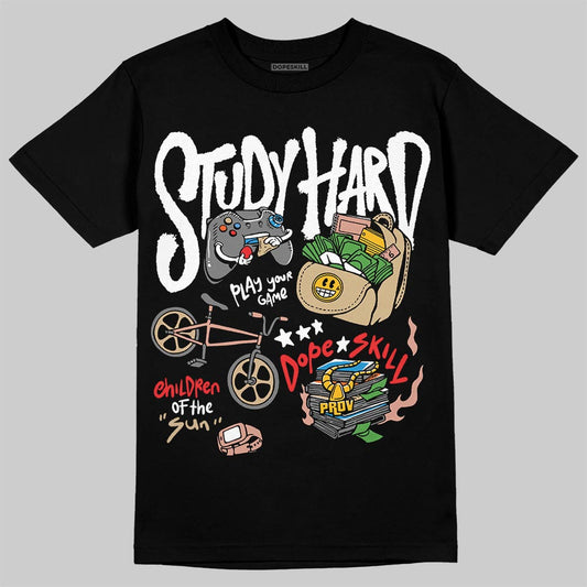 TAN  Sneakers DopeSkill T-Shirt Study Hard Graphic Streetwear - black