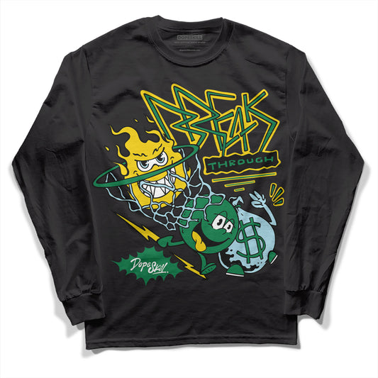 Jordan 5 “Lucky Green” DopeSkill Long Sleeve T-Shirt Break Through Graphic Streetwear - Black