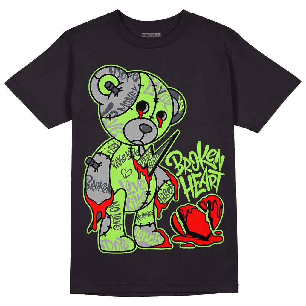 Jordan 5 Green Bean DopeSkill T-Shirt Broken Heart Graphic Streetwear - Black