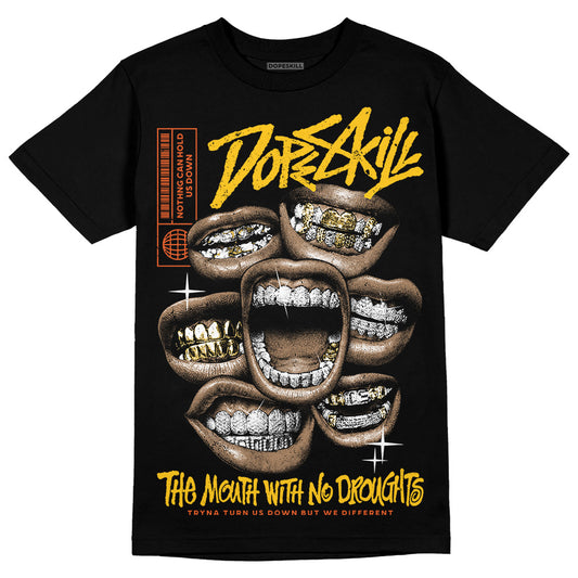 Yellow Sneakers DopeSkill T-Shirt The Mouth With No Droughts Graphic Streetwear - Black