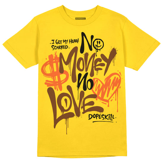 Yellow Sneakers DopeSkill Gold T-Shirt No Money No Love Typo Graphic Streetwear