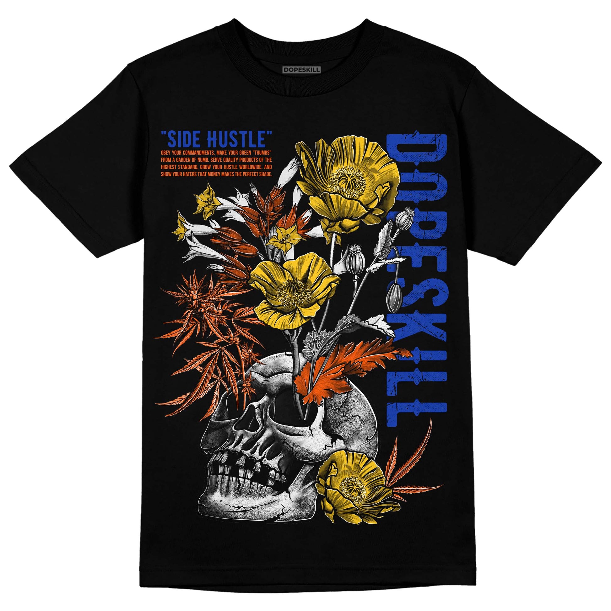 Dunk Low Futura Orange Blaze DopeSkill T-Shirt Side Hustle Graphic Streetwear - Black