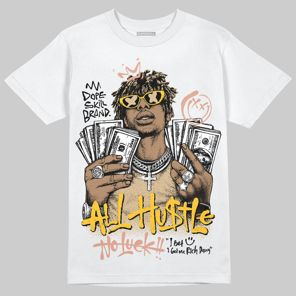 TAN Sneakers DopeSkill T-Shirt All Hustle No Luck Graphic Streetwear - White 