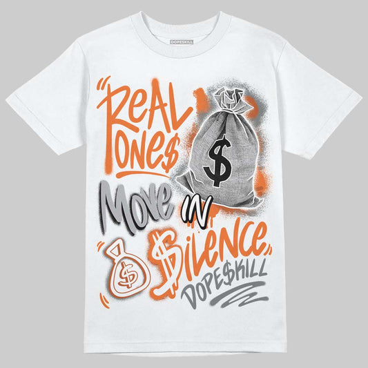 Asics Gel Kayano 14 'Silver Piquant Orange' DopeSkill T-Shirt Real Ones Move In Silence Graphic Streetwear - White