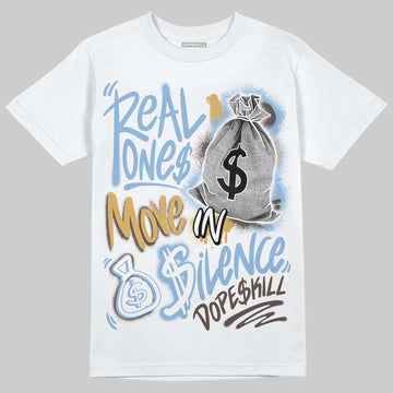 Adidas Handball Spezial ‘Light Blue’ DopeSkill T-Shirt Real Ones Move In Silence Graphic Streetwear - White 