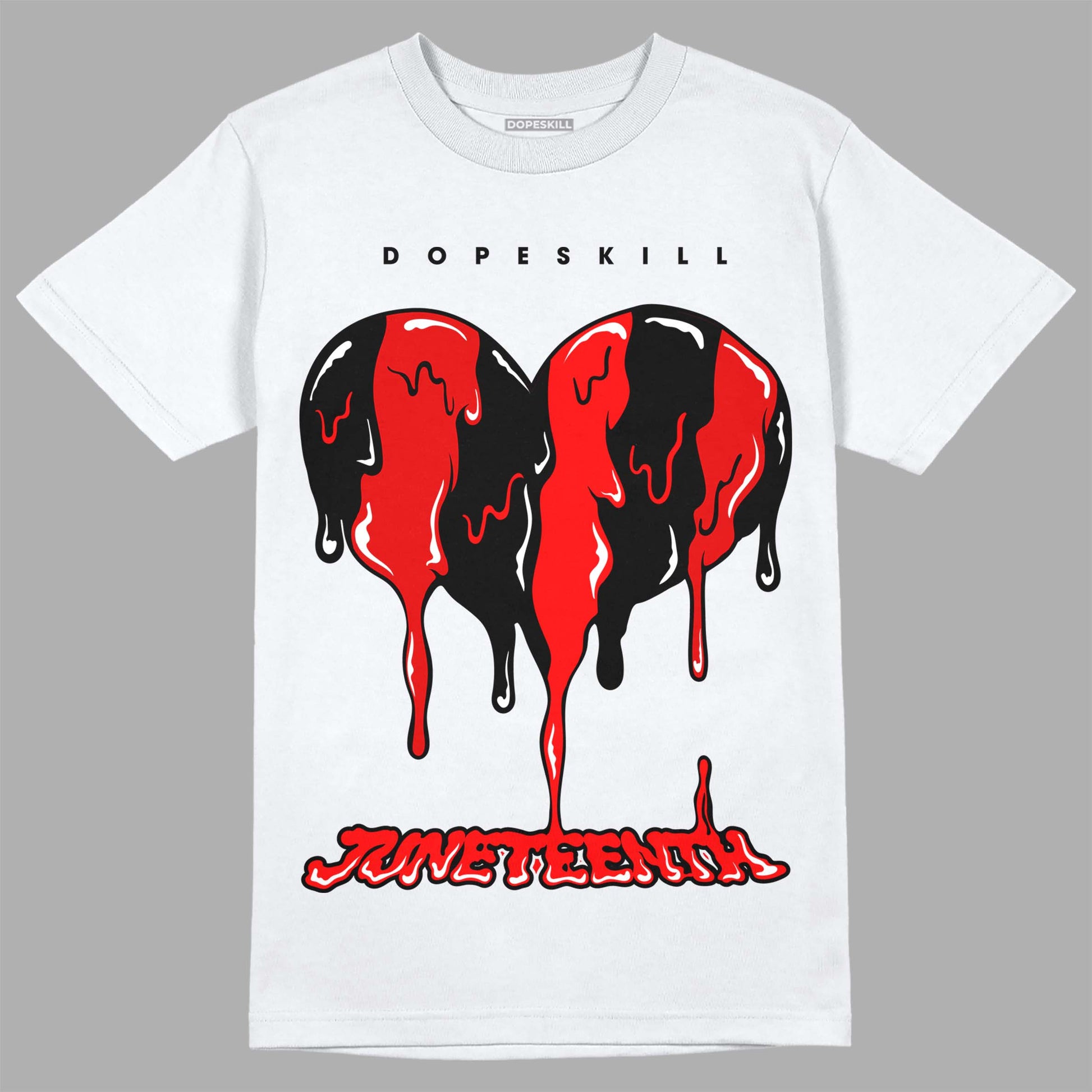 Jordan 1 Retro High OG "Satin Bred" DopeSkill T-Shirt Juneteenth Heart Graphic Streetwear - White