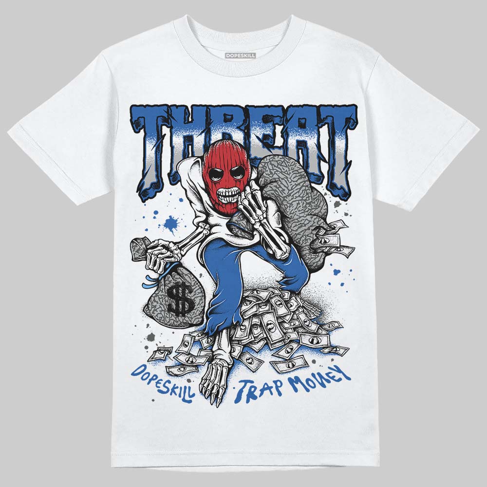 Jordan 3 "True Blue" DopeSkill T-Shirt Threat Graphic Streetwear - White