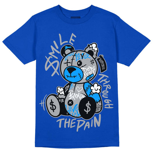 Jordan 5 Racer Blue DopeSkill Racer Blue T-shirt  Smile Through The Pain Graphic Streetwear