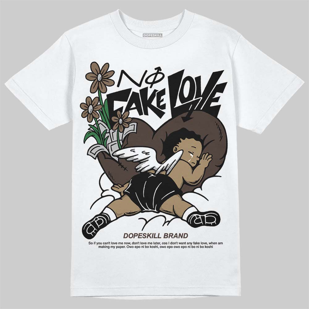 Jordan 1 Low OG “Mocha” DopeSkill T-Shirt No Fake Love Graphic Streetwear - White