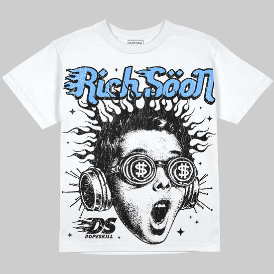 Jordan 5 Black University Blue DopeSkill Oversize Print T-Shirt Rich Soon Graphic Streetwear - White 
